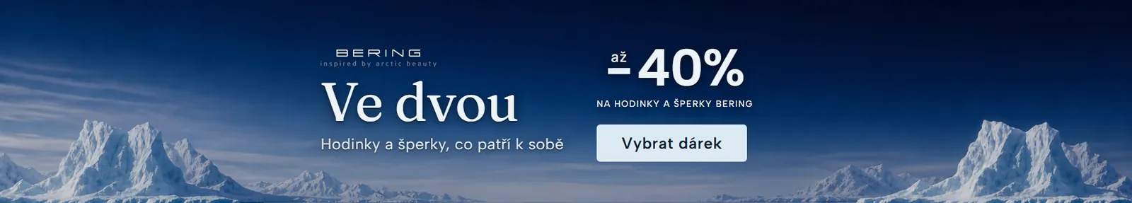 Hero pruh do&nbsp;e-shopu pro podzimní kampaň — text posazený do&nbsp;ledové krajiny