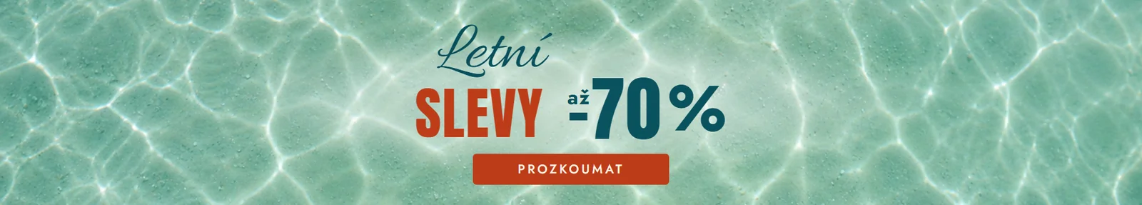 Hero pruh na&nbsp;hlavní stranu e-shopu — šperky a&nbsp;hodinky ve&nbsp;vodě, nápis Letní slevy
