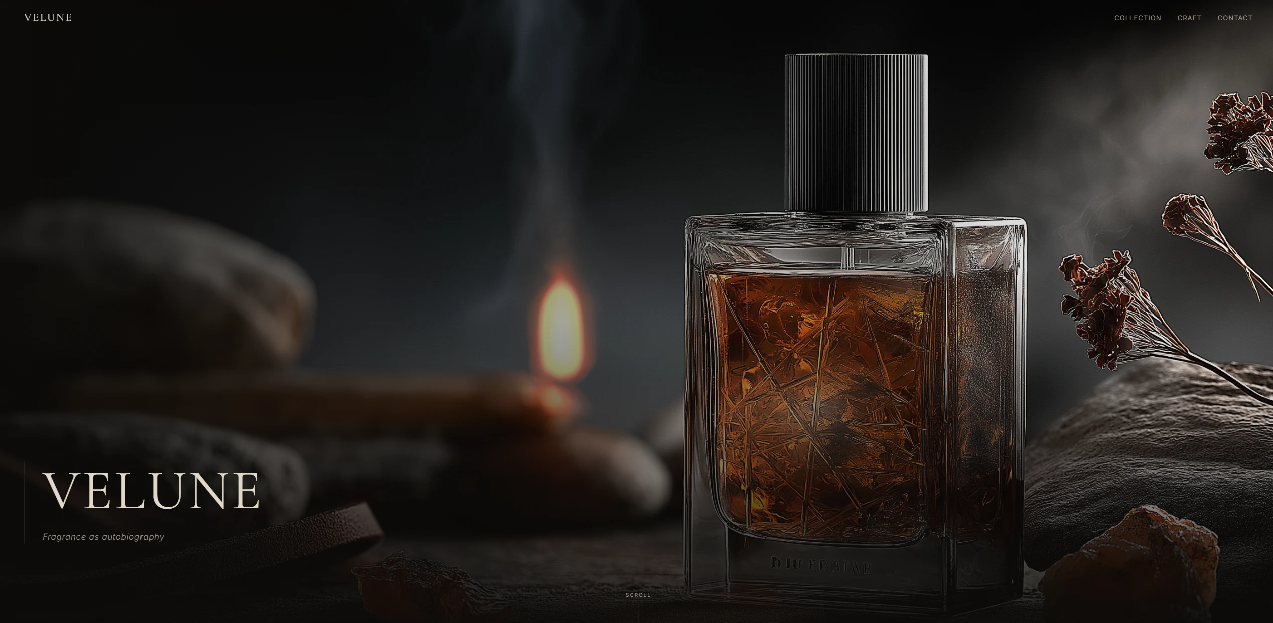 Webové stránky Velune — luxusní parfémový dům