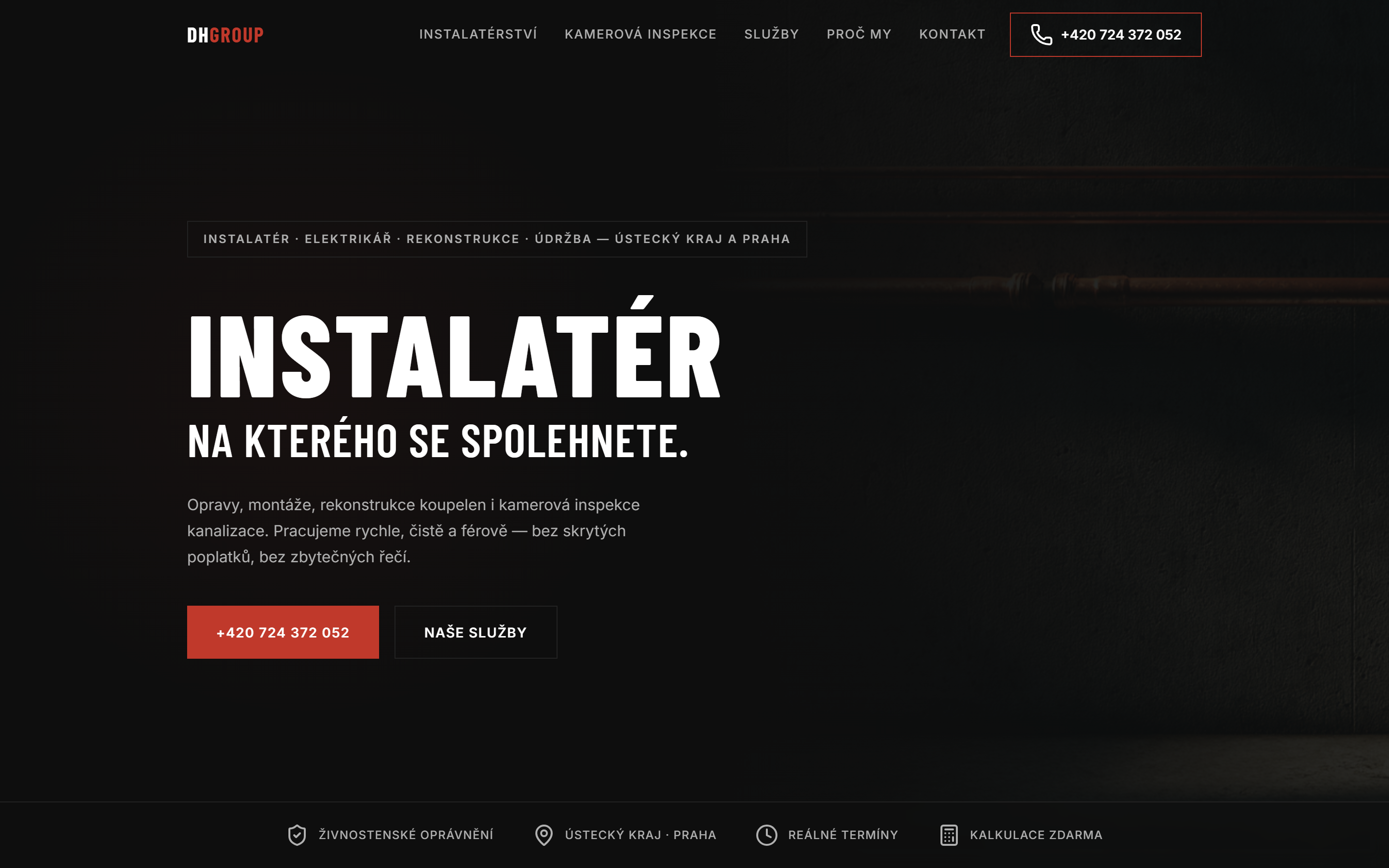 Nový web — vizuální styl hero sekce