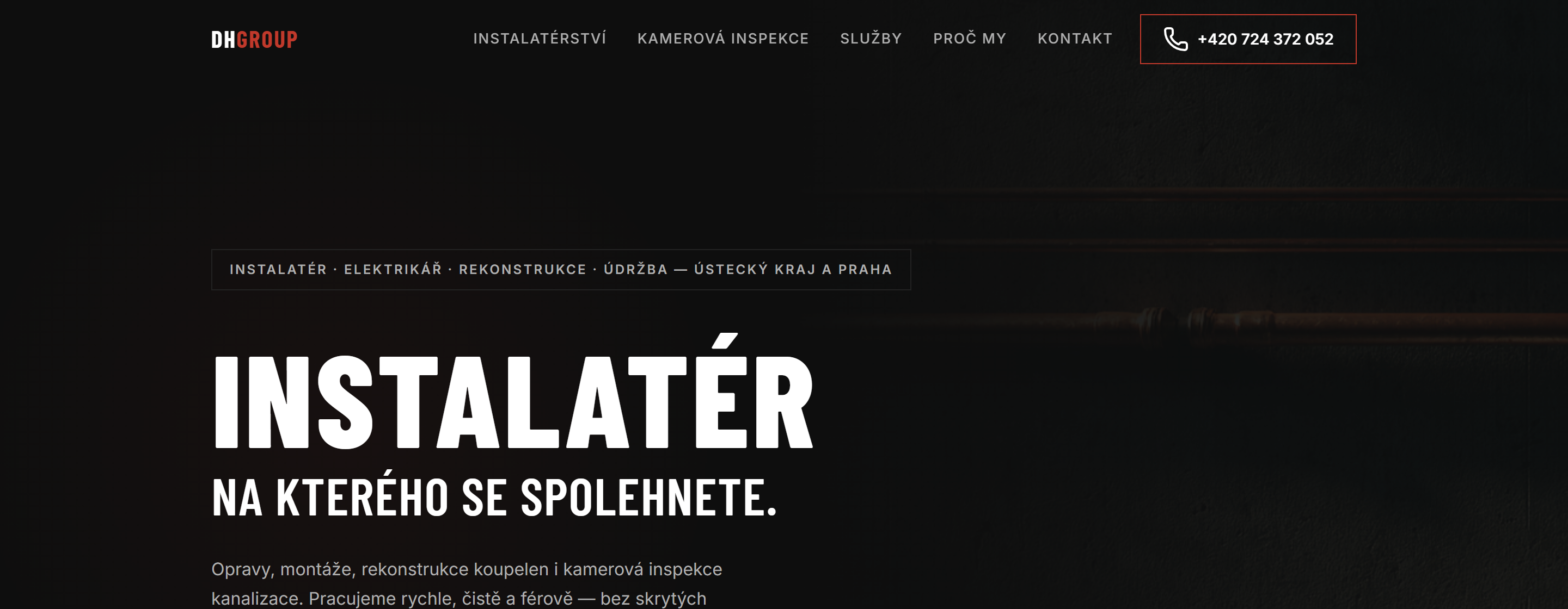 Nový web — telefonní číslo jako CTA v hlavičce